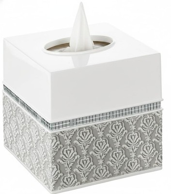 Creative Scents Mirror Damask Square Tissue Box Cover - Decorative Bathroom Tiss