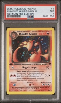 2000 Pokemon DEUTSCH 1. Edition Rocket Dunkles Glurak-Charizard Holo 4/82 PSA 7