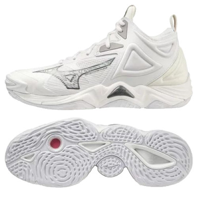 MIZUNO V1GA2317 WAVE MOMENTUM 3 MID Volleyball Shoes White Gray Silver