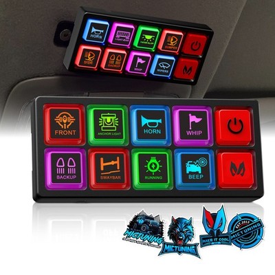 MICTUNING 8 Gang Switch Panel - NEON Backlit Toggle/Flash/Strobe LED Switch Pod