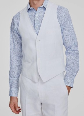  $115 Bar III Men's Large Slim Fit Linen White Suit Vest Brand New With Tags