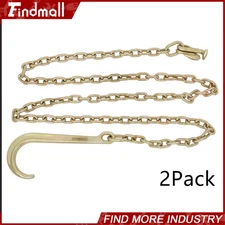 2PCS Grade 70 5/16 x 10 FT Tow Chain 15" Mini J Hook Recovery Wrecker Axle