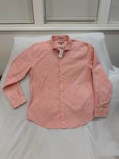 Express Men's XL Fitted Pink Geometric Dress Shirt Long Sleeve 17-17.5
