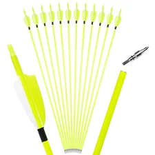 12pcs 30" Archery Carbon Arrows 3" Turkey Feather SP500 Recurve Bow Tip Shooting