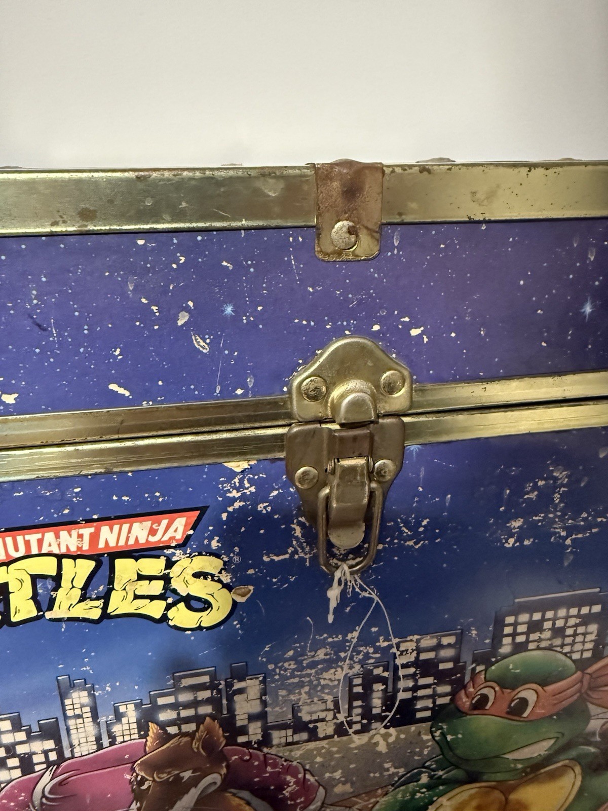 VINTAGE 90s Teenage Mutant Ninja Turtles Toy Storage Chest Trunk - 16" x 16"