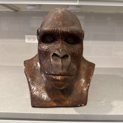 VTG 1984 17  Gorilla Head Bust Chalkware Sculpture Signed Anne-Jo 14lbs