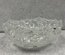 Mikasa Glass Carmen Serving Bowl 8.5 inch Embossed And Frosted Floral Design