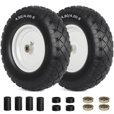 4.80/4.00-8" Wheelbarrow Tire, 16" Flat-Free Solid Tire and Wheel, 3" Centere...