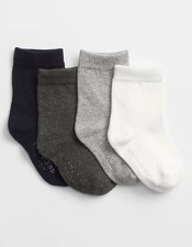 NEW GAP Toddler Boys Solid Cotton Crew Socks 4-Pack Size 2-3 YRS