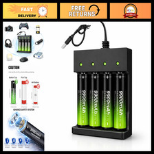 Rechargeable Battery Charger  4 Button Top Batteries - Smart USB Universal 3.7V