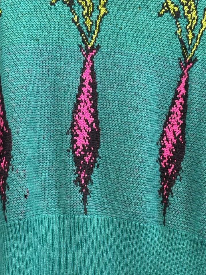 Cuello chal cuello alto rábano etiqueta punk Betsy Johnson nueva onda vintage años 80 Foto 4 de 4