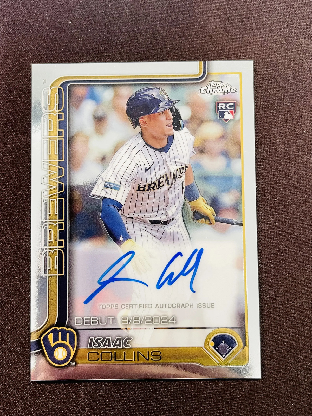 2025 Topps Chrome Rookie Auto Isaac Collins #CRDA-IC RC Brewers AK001 -SJ11