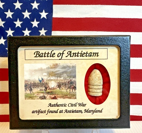 Civil War Bullet Relic from The Battle of Antietam, MD with Display Case and COA