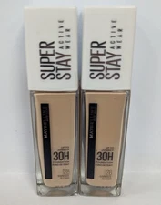 2 MAYBELLINE SUPERSTAY ACTIVE WEAR FOUNDATION 128 WARM NUDE 1oz NEW & SEALED