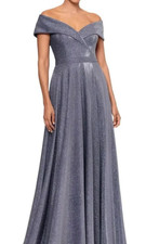 XSCAPE Womens Off-The-Shoulder V-Nec Gunmetal Size 14 $310