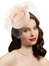 Fascinators Hats 20s 50s Hat Pillbox Hat Cocktail Tea Party Headwear with Vei...