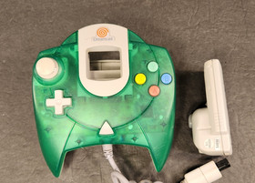 SEGA DREAMCAST OEM TRANSLUCENT GREEN CONTROLLER AND VMU NOT WORKING AS IS
