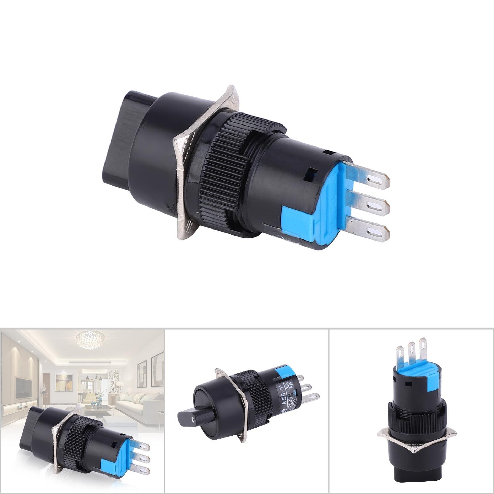 5PCS ASY‑6 Round Selector Knob Switch 16mm Mounting Hole AC 250V 3A