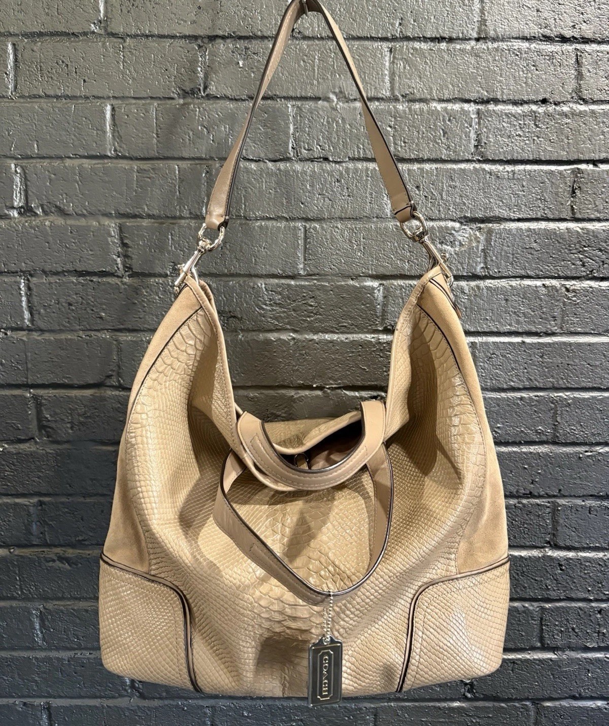 COACH Hadley Python Snakeskin Embossed Leather Su… - image 1