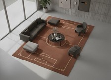 Soccer Field Football Pitch Hand Tufted Wool Rug for Playroom  Home Floor