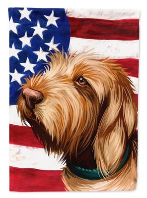 Caroline's Treasures Griffon Fauve de Bretagne American Flag Garden Flag