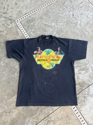 Evander Holyfield vs George Foreman 1991 Vintage Boxing Shirt XL Single Stitch