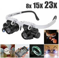 1pc Adjustable LED Head Mounted Magnifier 8X 15X 23X Jewelry Repair Loupe - NEW
