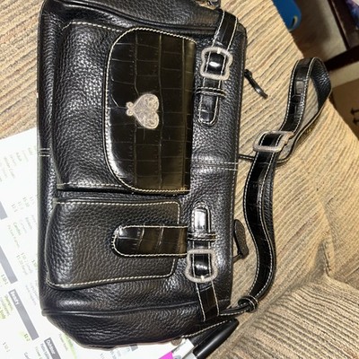BRIGHTON Morrison Black Leather Messenger Cross-body Bag