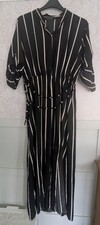 Boohoo Black & White pinstripe Split Dress (Size18)