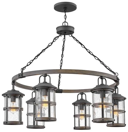 Hinkley Lakehouse 42" 6-Light Zinc Lantern Ring Outdoor Chandelier - Picture 2 of 10