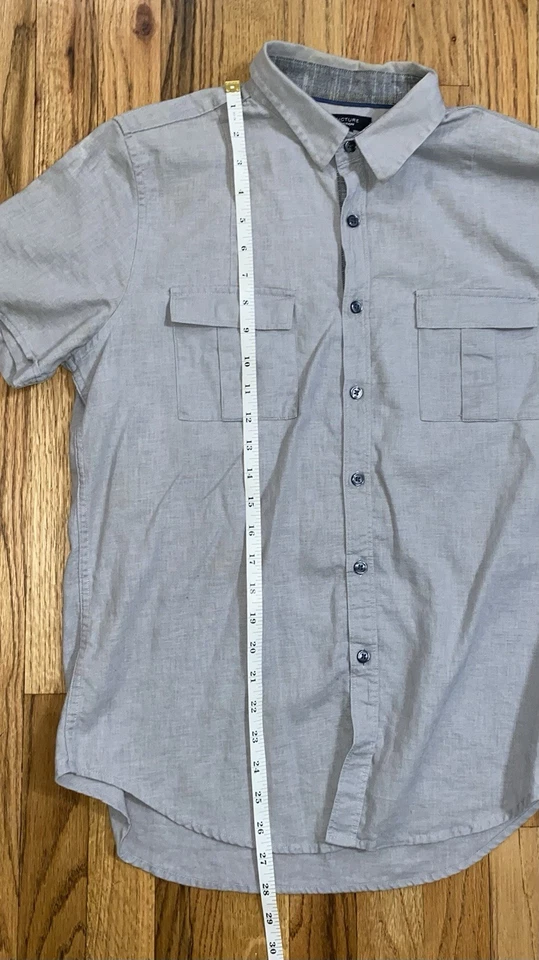 Structure Slim Fit Short Sleeve Men's Dress Shirt Gray M Medium - Image 4 of 4