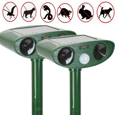 2x Animal Repeller Ultrasonic Solar Powered Outdoor Pest Cat Mice Deer Sensor