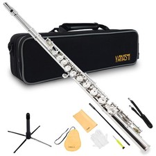 YANASON C Flute Closed Hole 16 Keys Flute Nickel-Plated for Beginner, Kids, S...