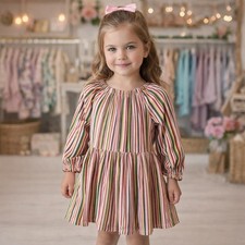 Tea Collection Pink Green Stripe Knit Dress 12-18 Months