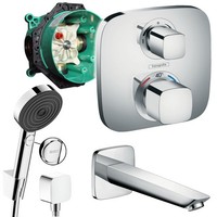 Hansgrohe Unterputz Wannen Set, Ecostat E Thermostat, Logis Wanneneinlauf Up Bad