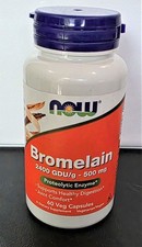 Now Bromelain 500 mg- 60 Veg Capsules , 2400 GDU/g-Best by 06/2029