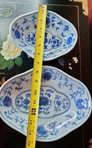 2x 18-19TH C. DUTCH DELFT EARTHENWARE BLUE AND WHITE FLORAL OVAL FOOTED BOWLS - Picture 15 of 21
