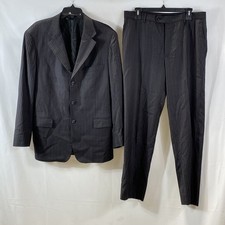 Giorgio Armani Men's Vintage 90s 2 Piece Suit Black Pinstripe Sz 42R 34W