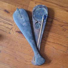 Antique Chinese Dotchin Opium Scale Vintage Brass Weighing Pan Carved WoodenCase
