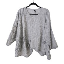 Dress To Kill Womens OS Top Striped Crinkle Lagenlook Oversized Art To Wear Boho