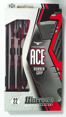 NEW Harrows ACE 22g Steel Tip Darts   Vulcanized Non-Slip Rubber Grip