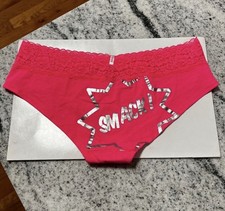 VTG Victoria s Secret PINK SMACK Graphic Cotton lace Hipster Panties Large L