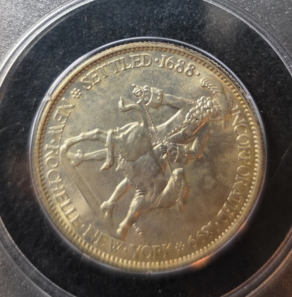 1938 New Rochelle PCGS OGH MS65 Rattler Silver Half Dollar Commemorative - Image 3 of 4