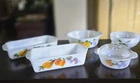 Lot 5 vintage Anchor Hocking Fire King Gay Fad loaf, casserole, bowl, 2 round