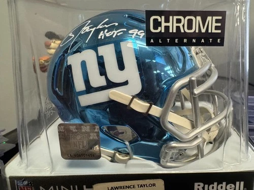 LAWRENCE TAYLOR NY Giants Signed Mini Helmet Beckett COA AUTO (DLE)
