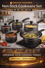 4 Piece Non Stick Saucepan Set Heat Resistant Handles Easy Clean - Fast Dispatch
