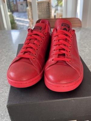 Men s 8 Adidas RAF SIMONS STAN SMITH BA7377 Red Leather Sneakers +box PreOwned