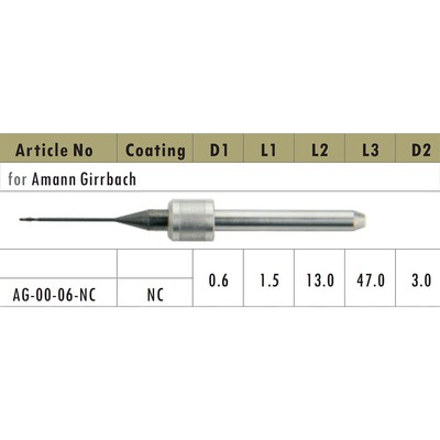 1PC Dental Lab CAD/CAM Milling Burs for Amann Girrbach for Zirconia AG-00-06-NC