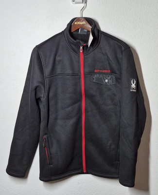 Spyder Jacket Mens Small Black Fleece Full Zip Sherpa Softshell Ski Outdoor Warm