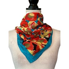 Vintage Happiness Pure Silk Square Head Neck Scarf Multicolor Abstract Print